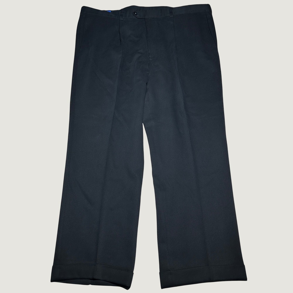 Coppley Dress Pants Men 42R Miami Flat Front Cuffed Microfiber Poly Tencel Black